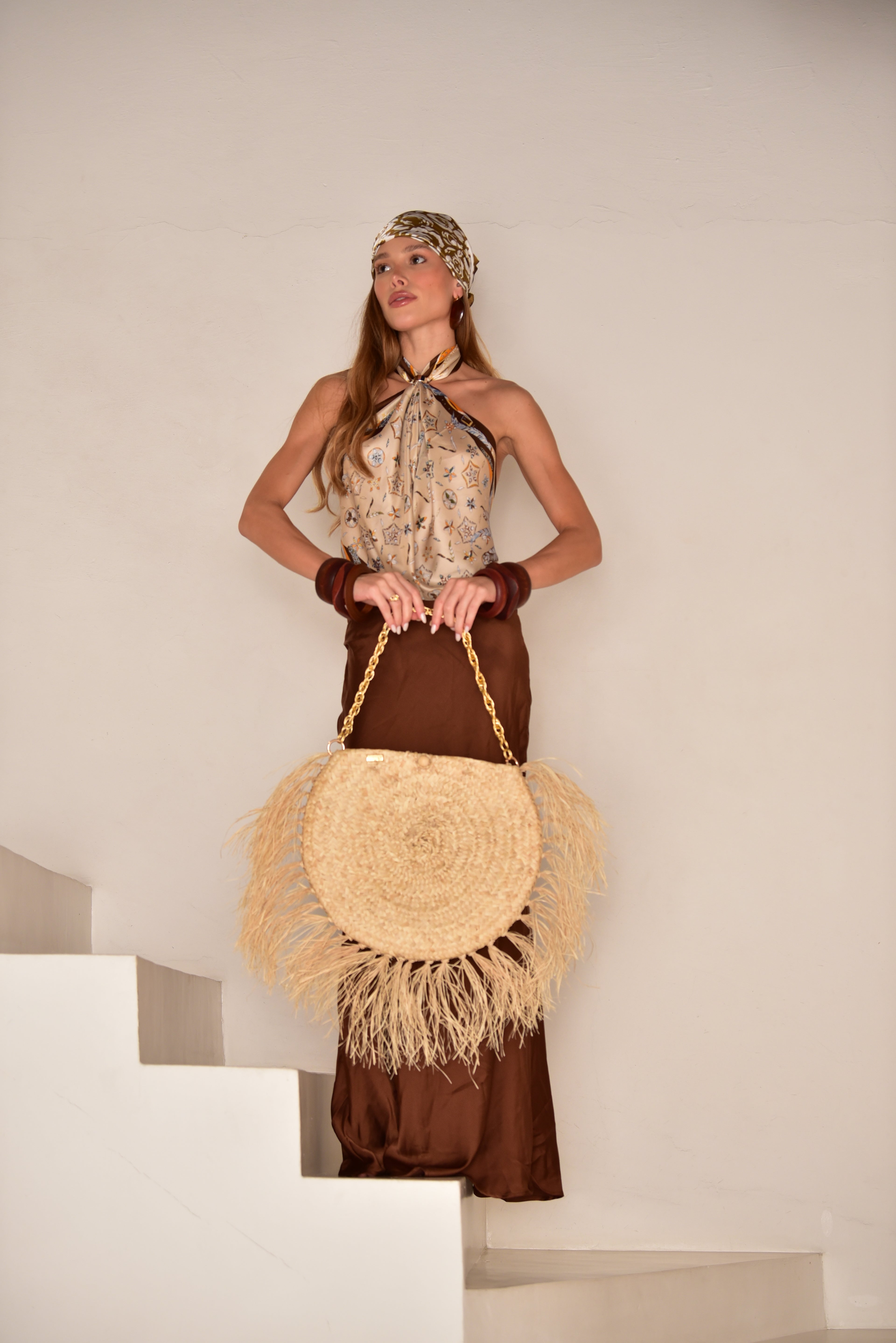 Bolsa Jatobá com Franjas - Alça Dourada