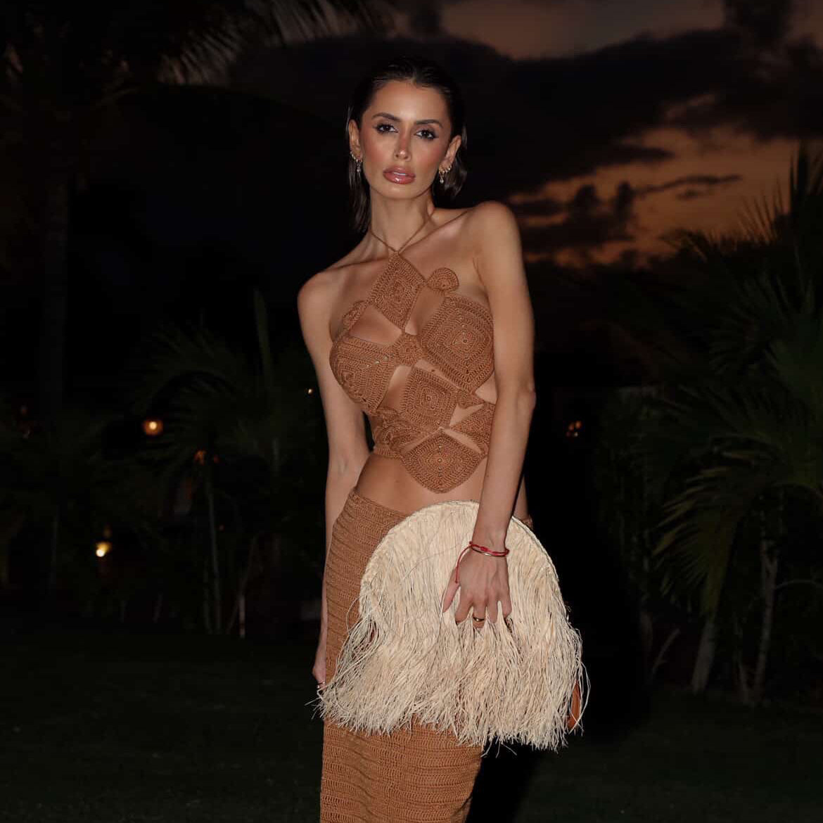 Clutch de palha natural Celestial