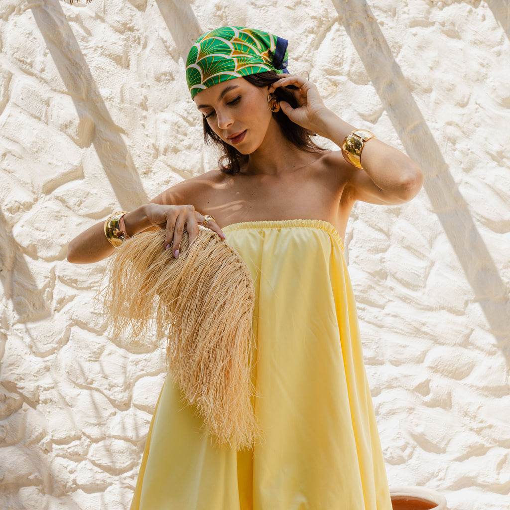 Clutch de palha natural Celestial