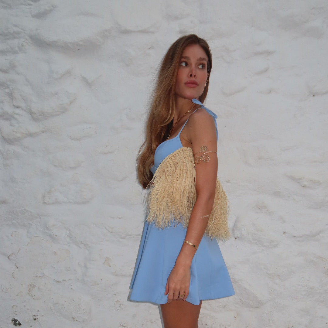 Clutch de palha natural Celestial