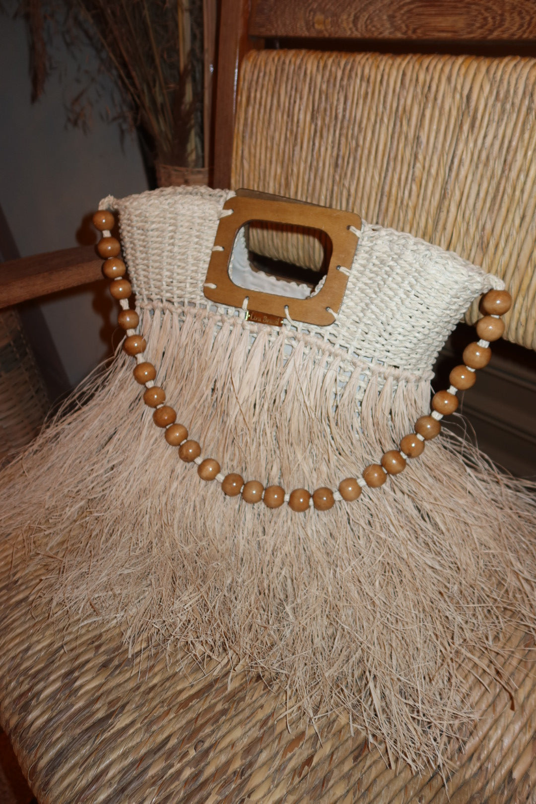 Bolsa de Palha Artesanal Axé com Franja