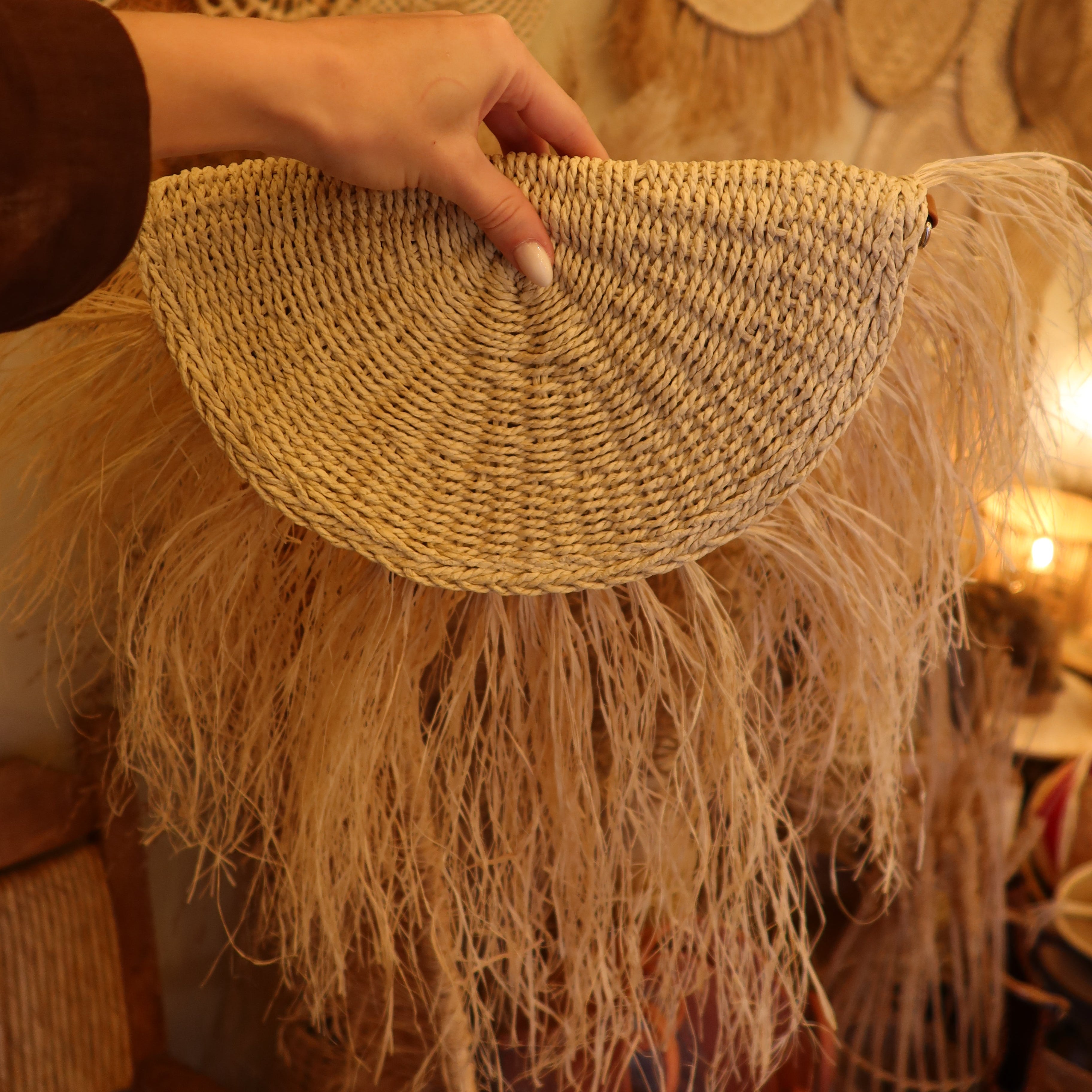Clutch de palha natural Celestial